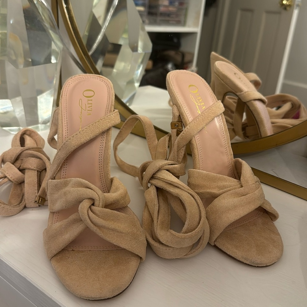 Nude suede heels